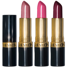 REVLON Super Lustrous 3-Piece Lipstick Set packaging showcases premium cream finishes for everyday wear