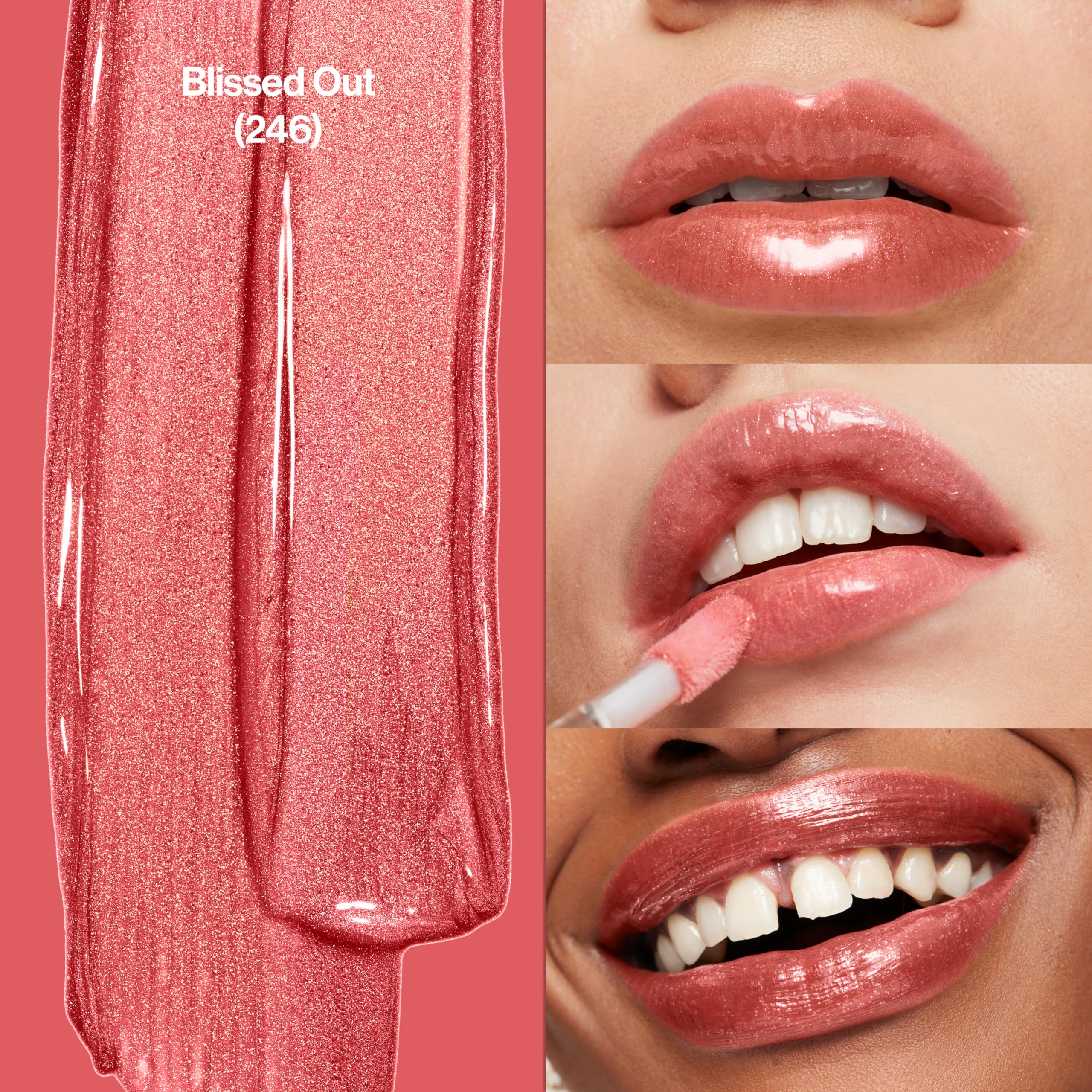 Revlon Super Lustrous Lip Gloss Blissed Out applicator delivering smooth, even coverage.