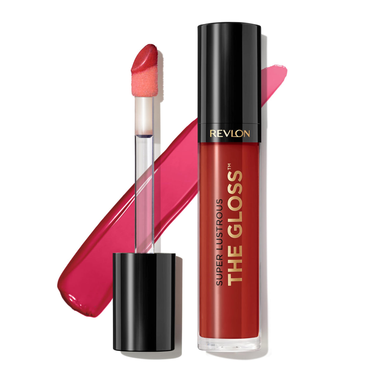 Revlon Super Lustrous Lip Gloss Desert Spice on lips with rich color and high shine.