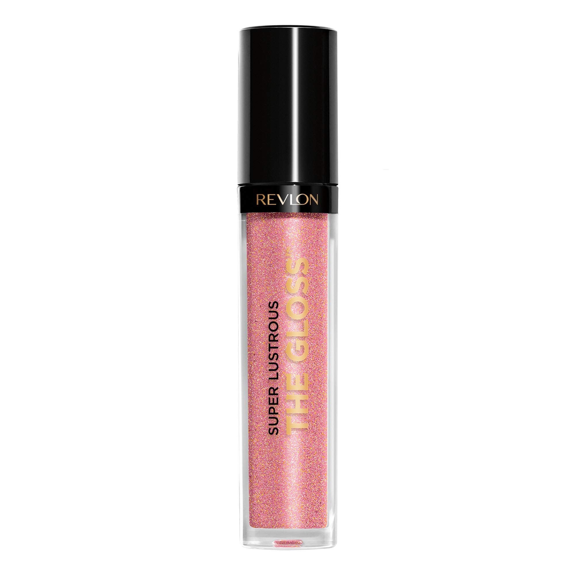 Revlon Super Lustrous Lip Gloss Rose Quartz swatch showing vibrant color and shine