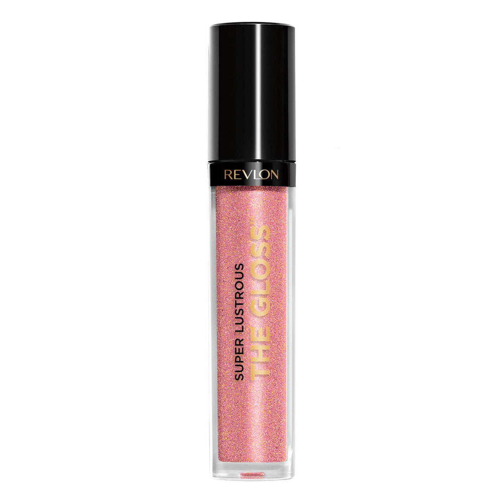 Revlon Super Lustrous Lip Gloss Rose Quartz swatch showing vibrant color and shine