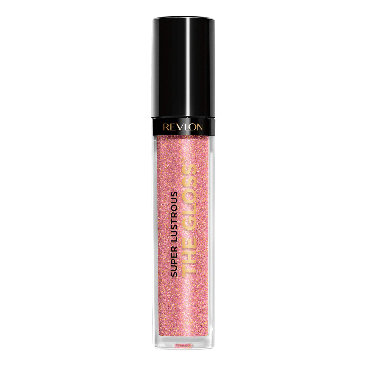 Revlon Super Lustrous Lip Gloss Rose Quartz swatch showing vibrant color and shine