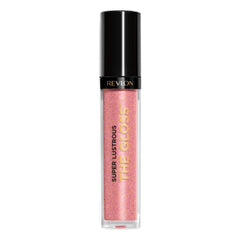 Revlon Super Lustrous Lip Gloss Rose Quartz swatch showing vibrant color and shine