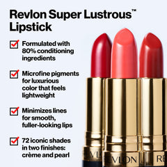 Revlon Super Lustrous Lipstick Brazilian Tan 672 tube closeup shows creamy finish and lightweight feel