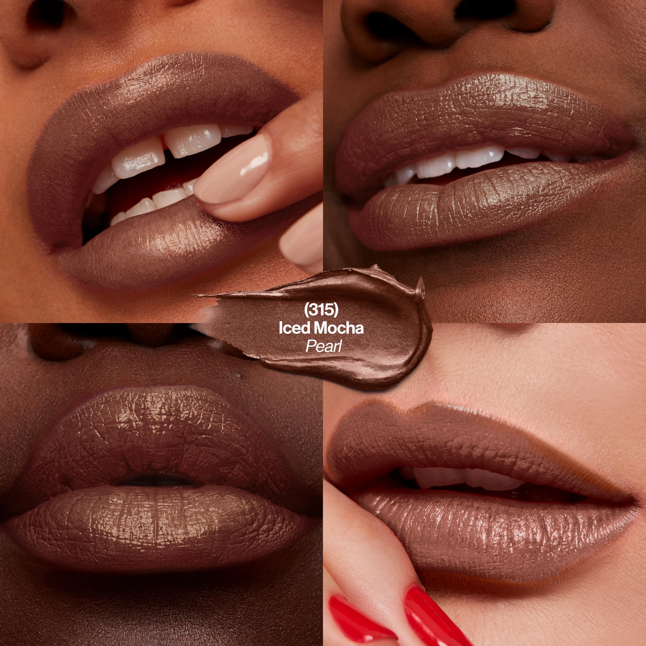 Revlon Super Lustrous Lipstick Iced Mocha application close-up with creamy glide