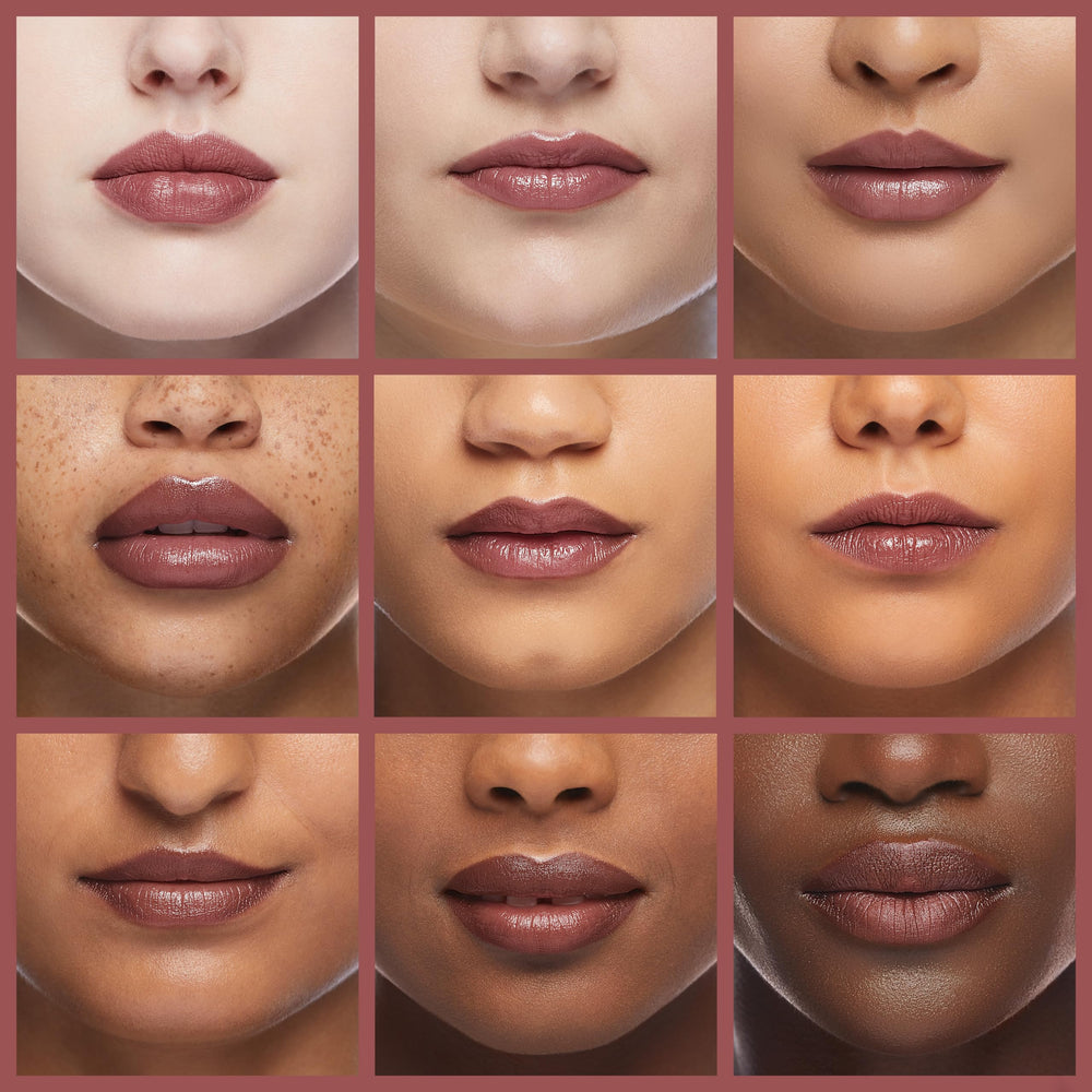 Microfine pigments in Revlon lipstick demonstrated on a color palette.