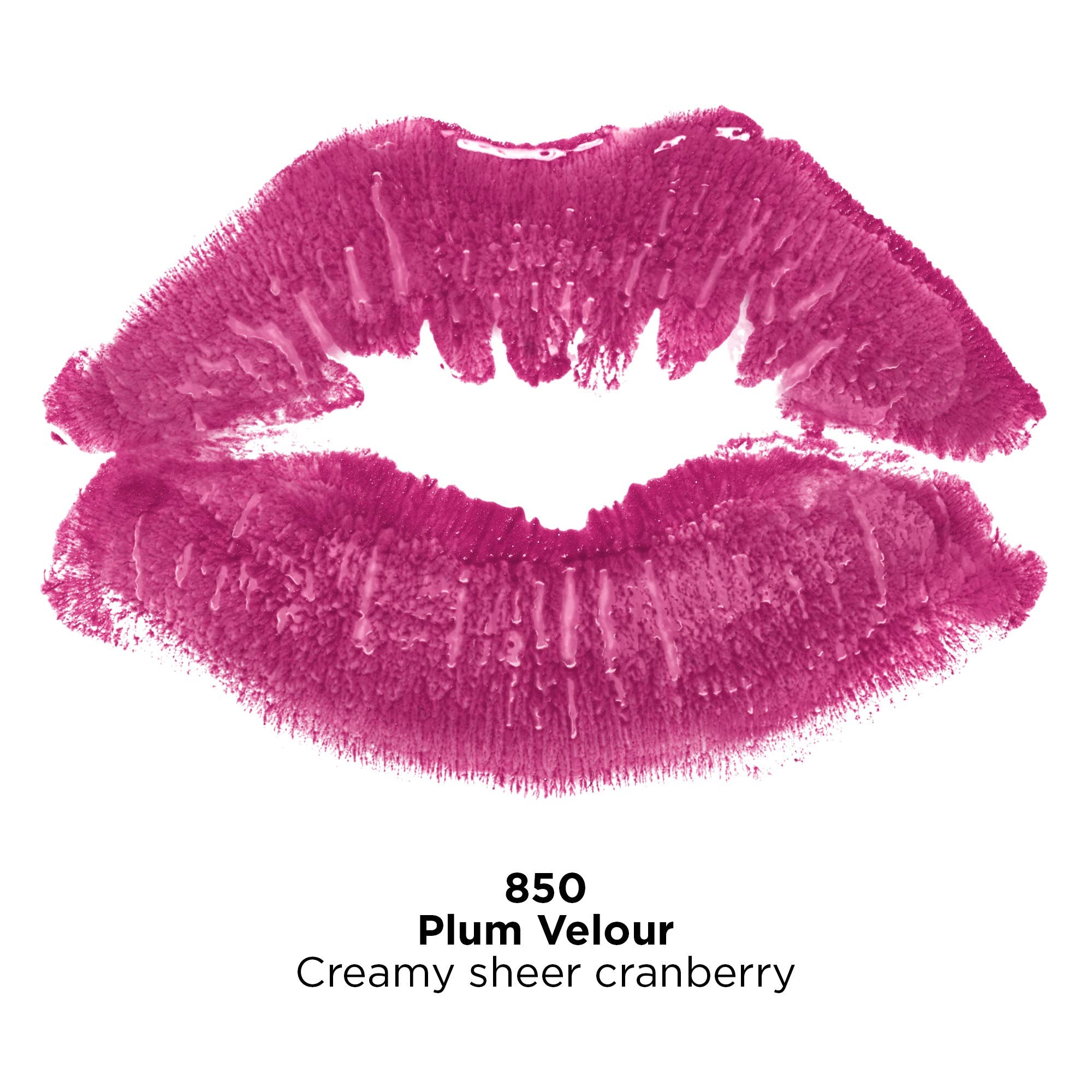Revlon Plum Velour lipstick swatch on lips highlights creamy texture and even wear