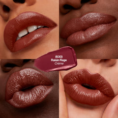 Revlon Super Lustrous Lipstick Raisin Rage hand swatch displaying true color and versatility.