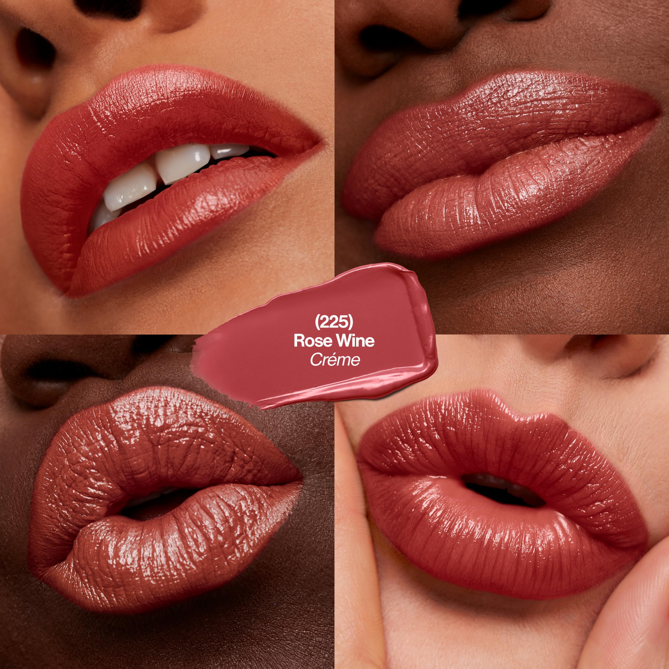 Swatch on lips shows fuller look and smooth texture.