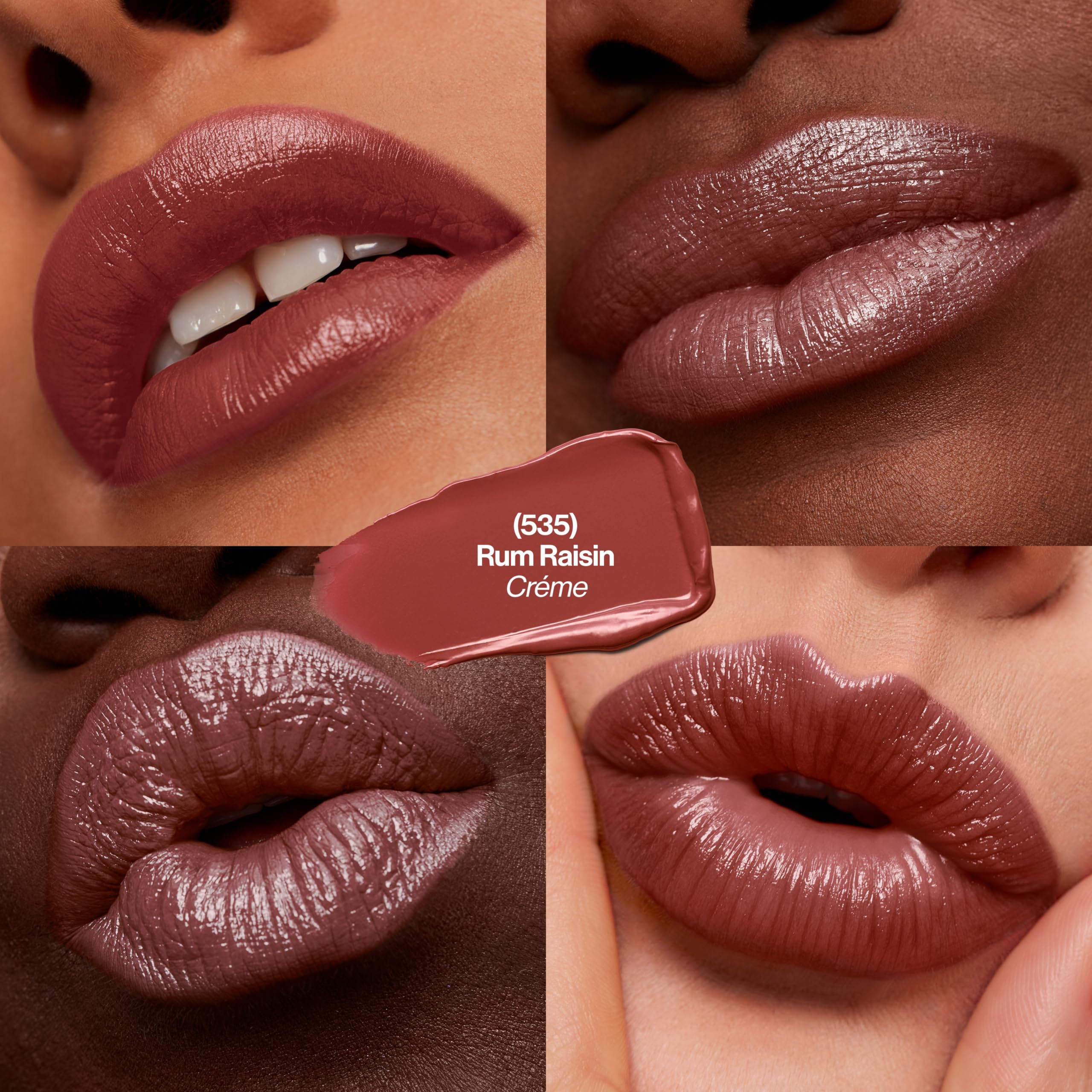 Revlon lipstick on lips, highlighting soft fuller look and minimal lines.