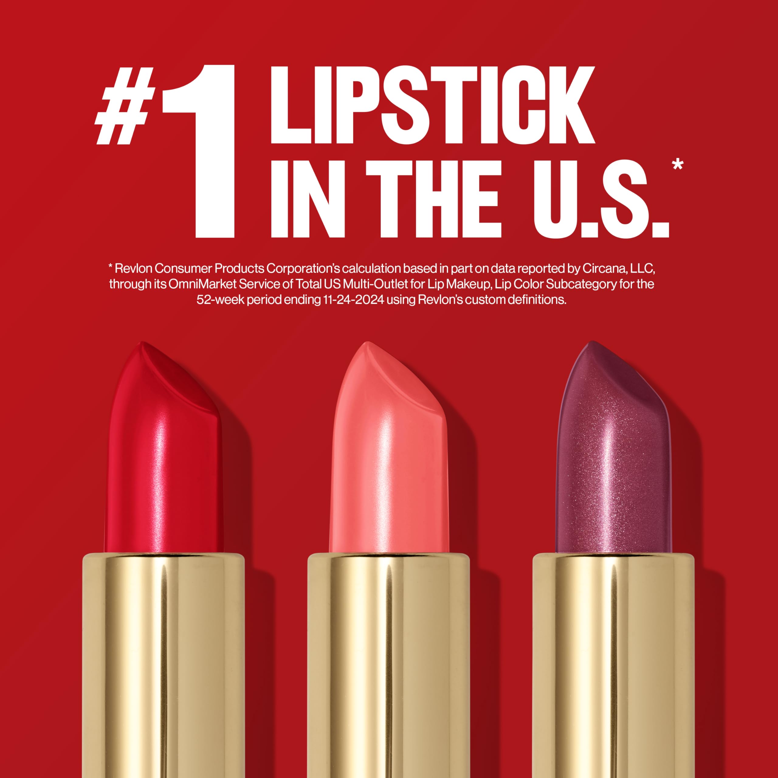 Revlon Super Lustrous lip swatches highlight long-lasting, hydrating formula for soft lips.