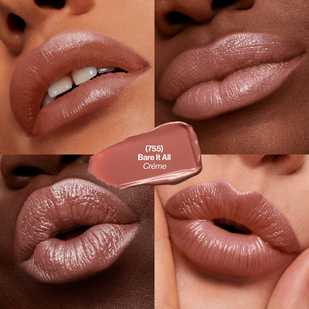 Swatches of REVLON Super Lustrous Lipstick showing pigment-rich colors