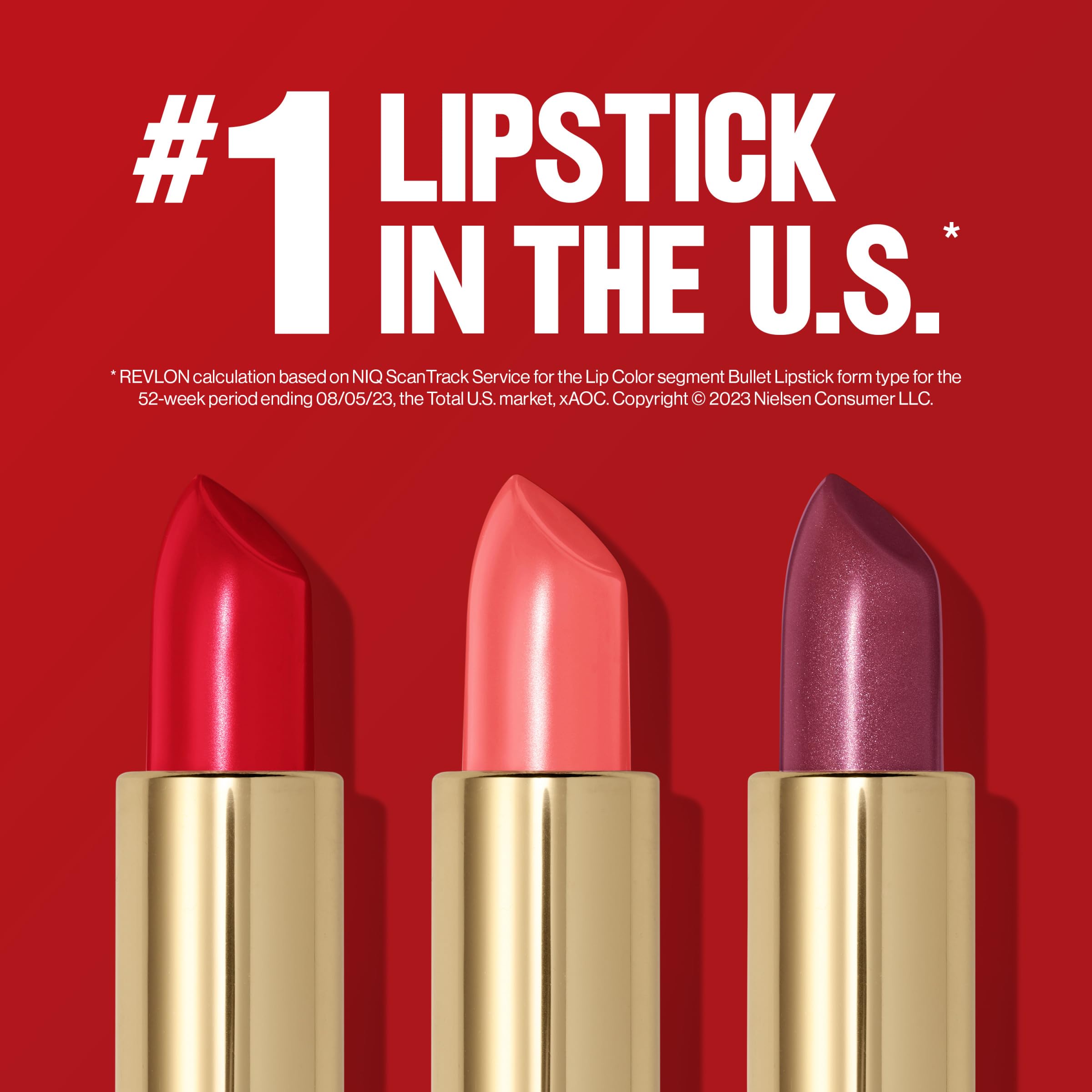 REVLON Super Lustrous Lipstick Uncut Ruby vibrant red on lips