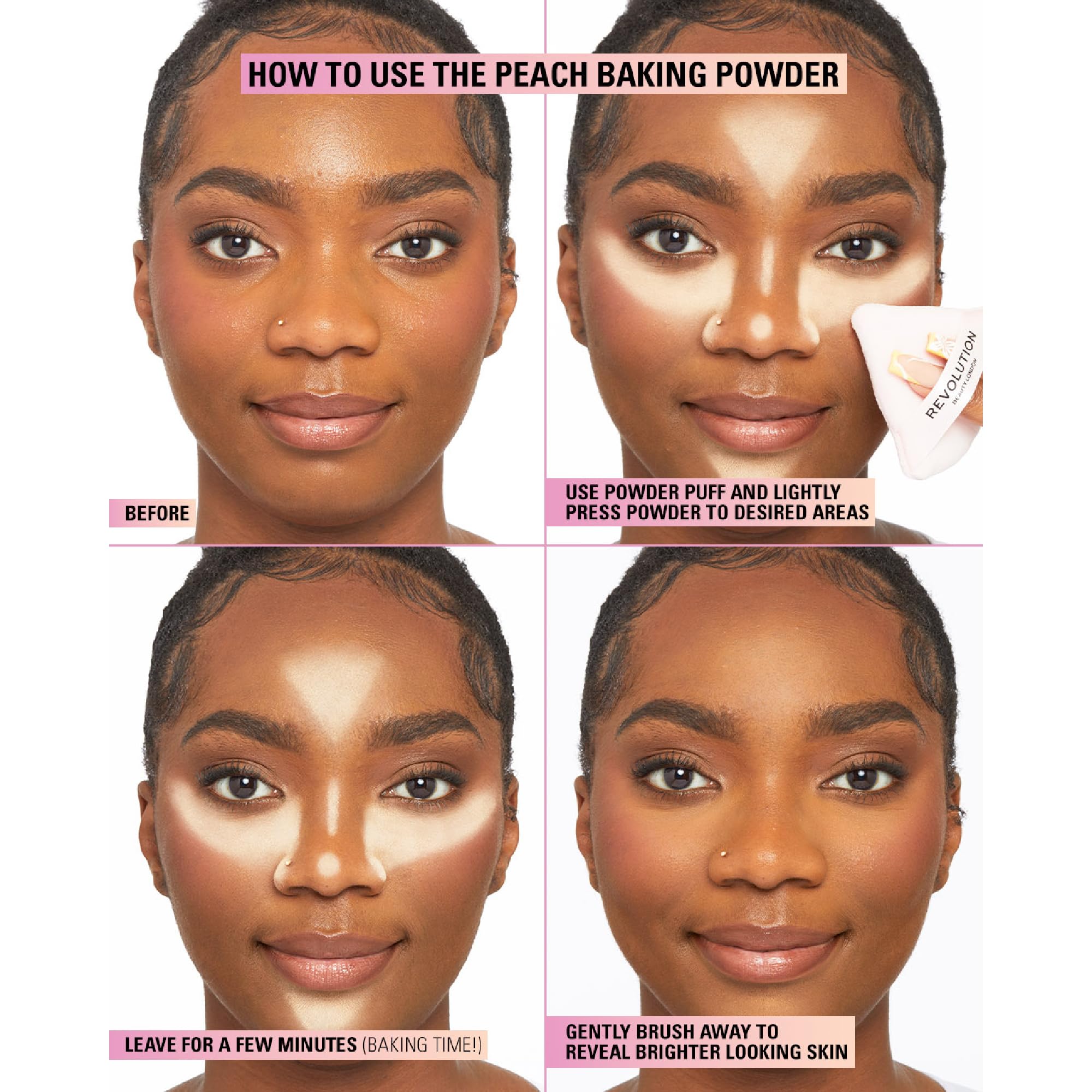 Revolution Beauty London Peach under-eye set captures brightening, without creasing or flashback.
