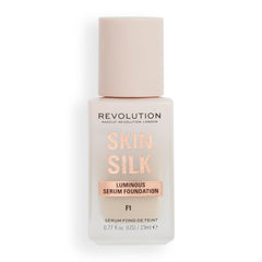 Revolution Beauty London Skin Silk Serum Foundation swatch showing light to medium coverage.