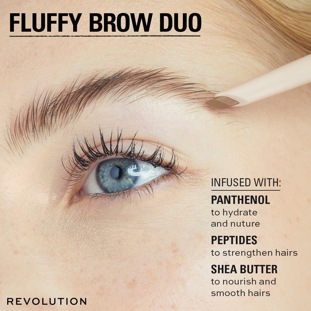 Ash Brown shade swatch for Revolution Fluffy Brow Filter Duo