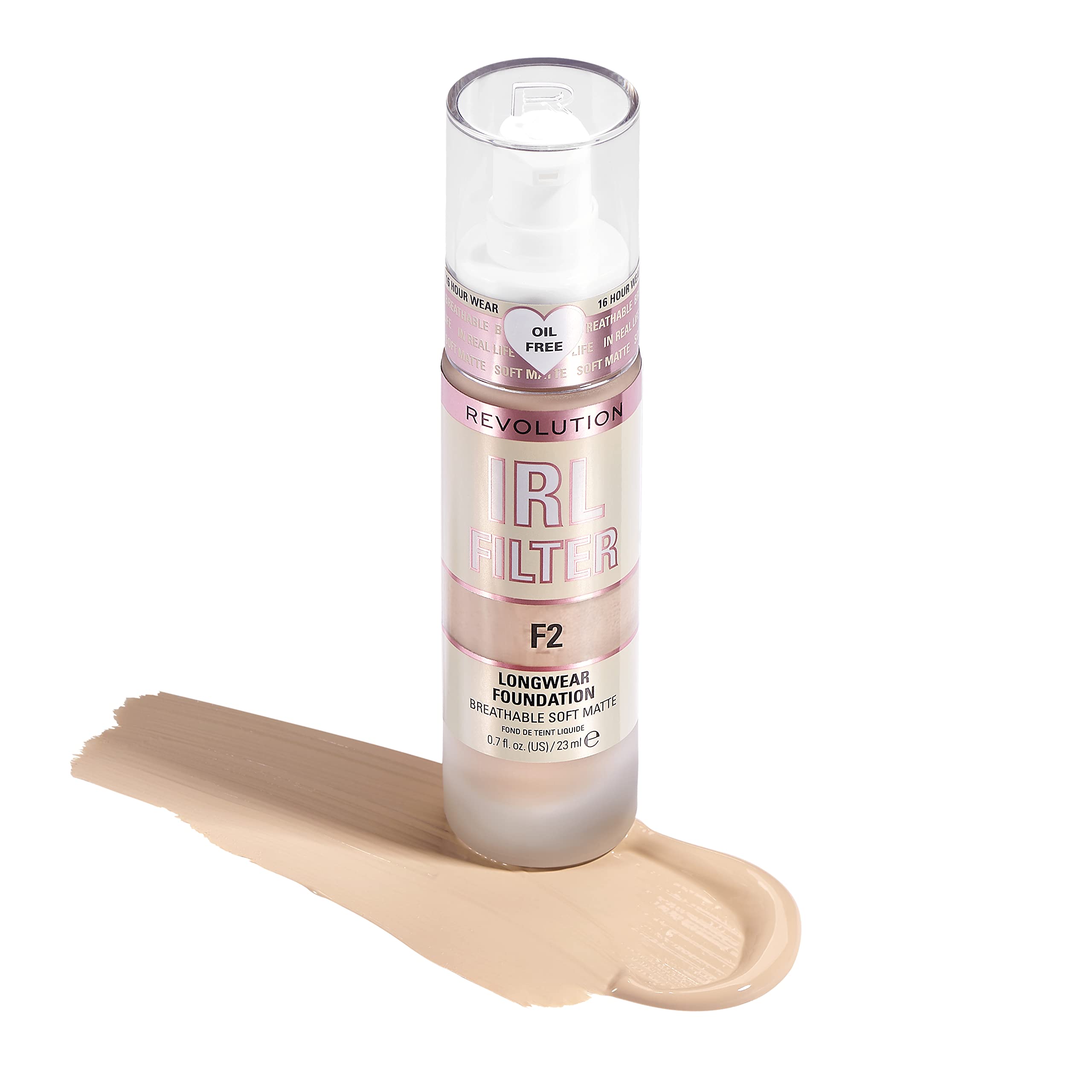 Lux glass bottle with built-in pump from Revolution, offering premium packaging and control.