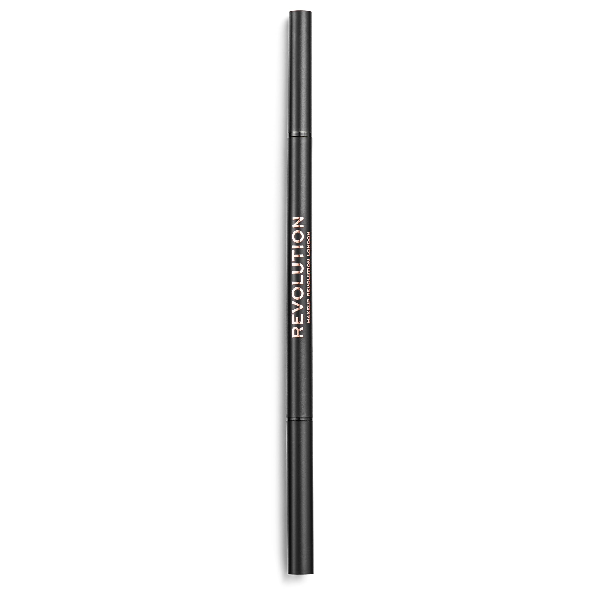 Revolution Precise Brow Pencil in dark brown swatch for confident, everyday brow shading.