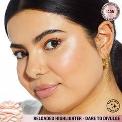 Revolution Beauty London nose bridge glow demonstrates smooth luminous finish