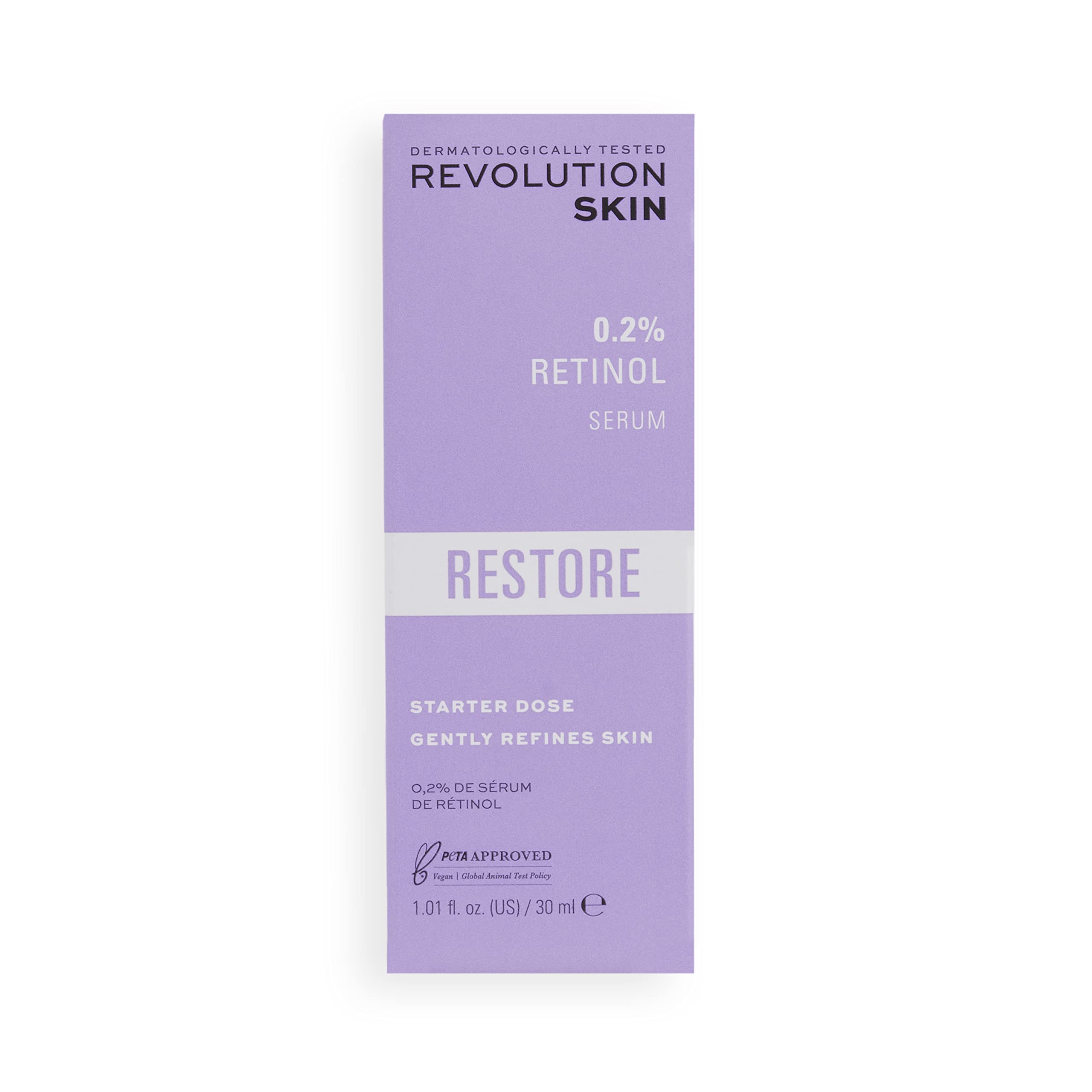 Revolution Skincare London packaging with bottle and box, ideal for convenient daily use.