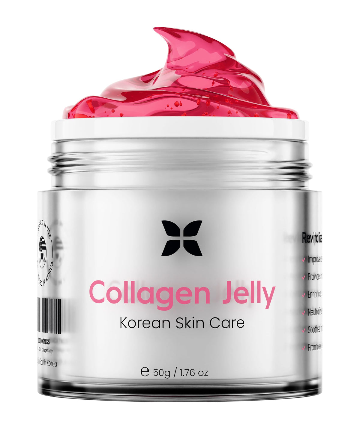 REVOMADIC REVO Collagen Jelly bottle close-up, highlighting hydration and brightening benefits.