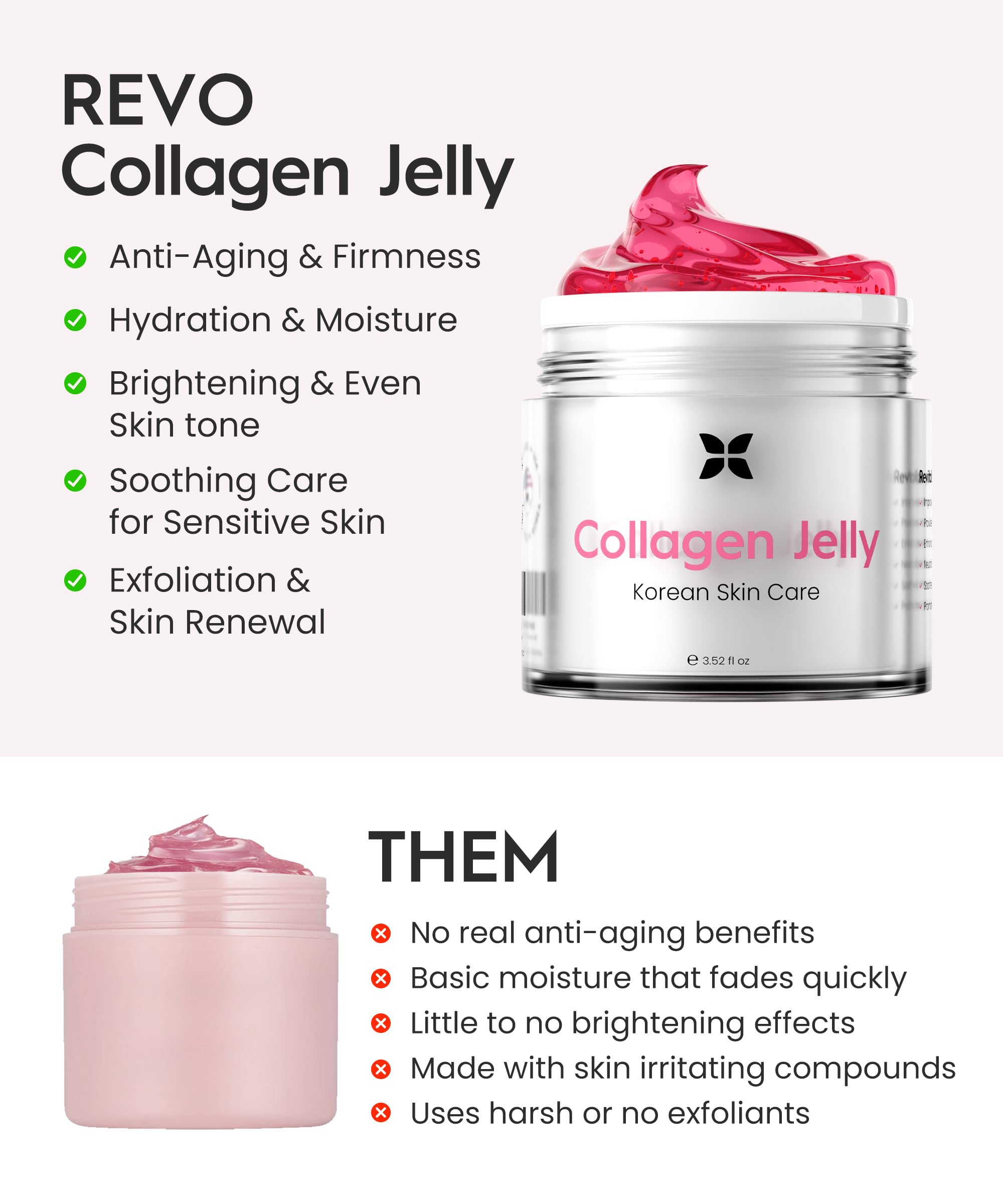 Skin with dewy glow after REVO Collagen Jelly application.