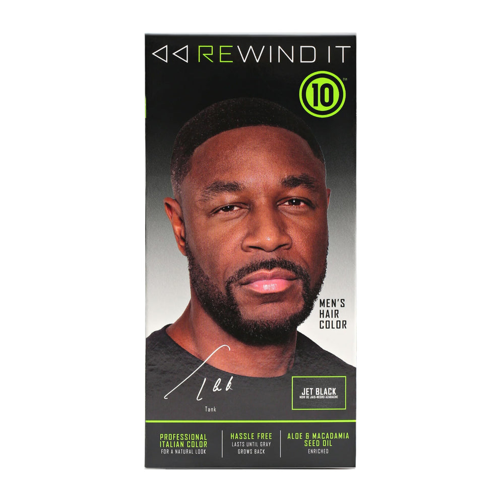 REWIND IT 10 Jet Black before-and-after shows noticeable shade improvement.