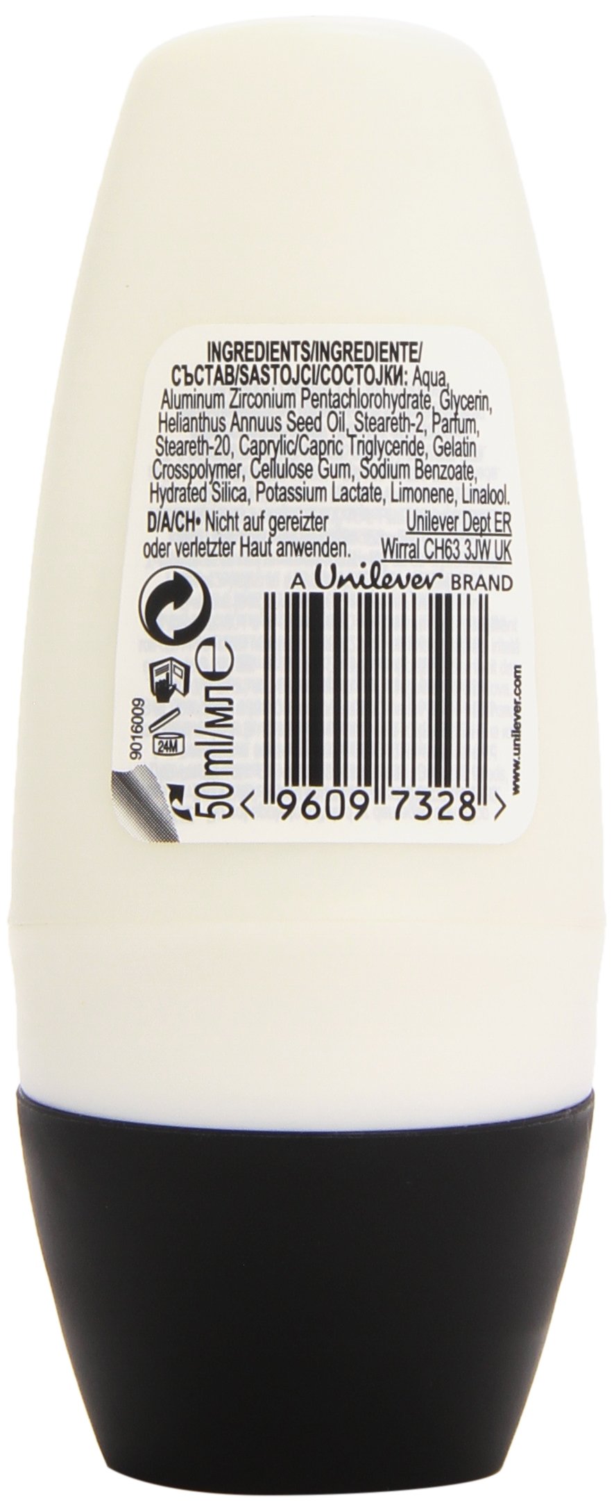 Rexona Invisible Black White formula prevents stains on fabrics