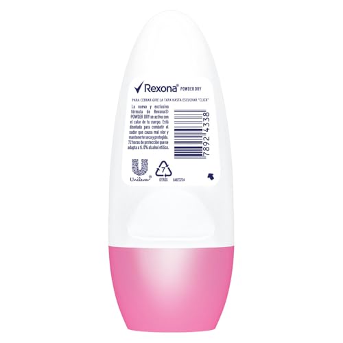Rexona powder roll-on being applied to underarm for easy, mess-free use.