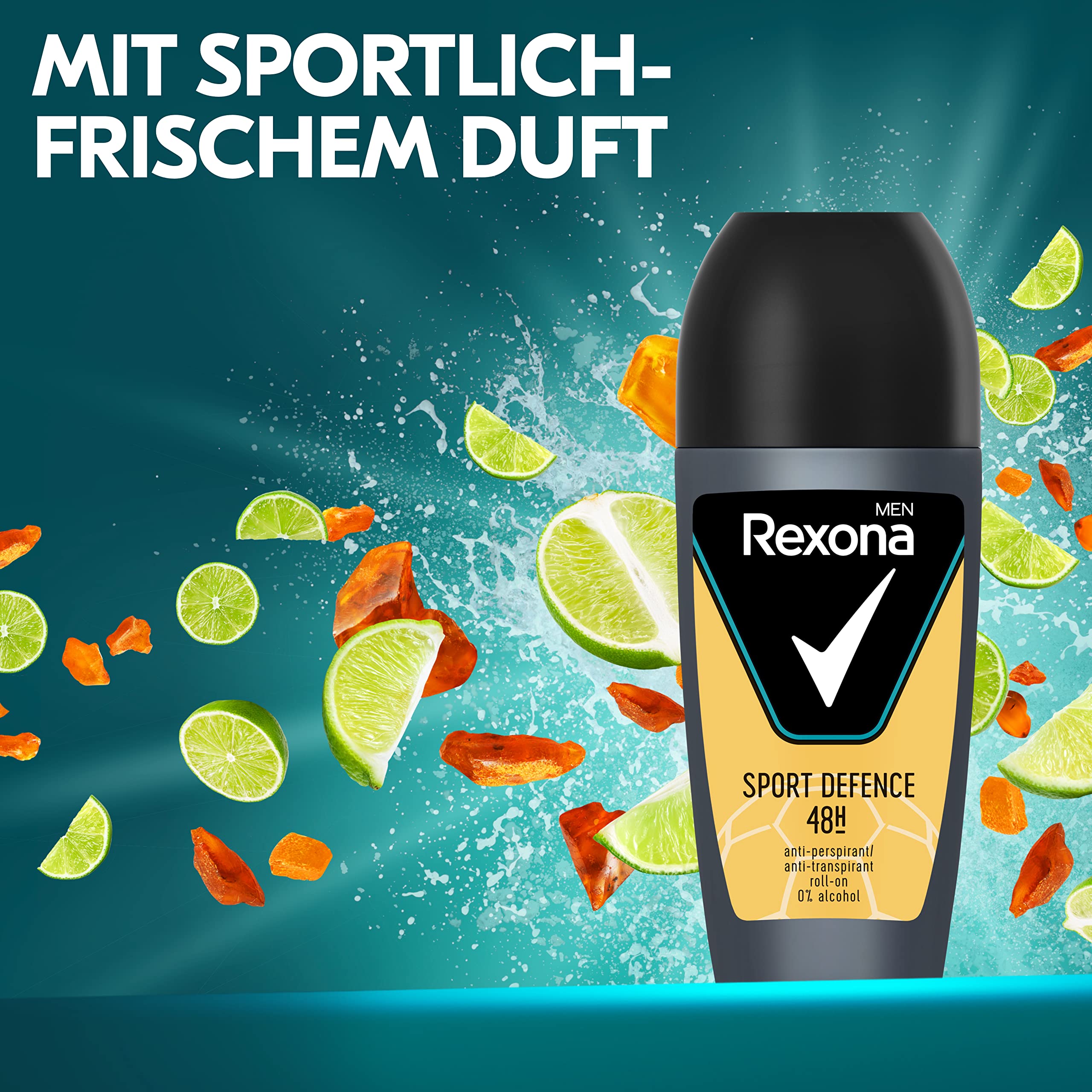Rexona logo visible on the label emphasizing sport defence reliability