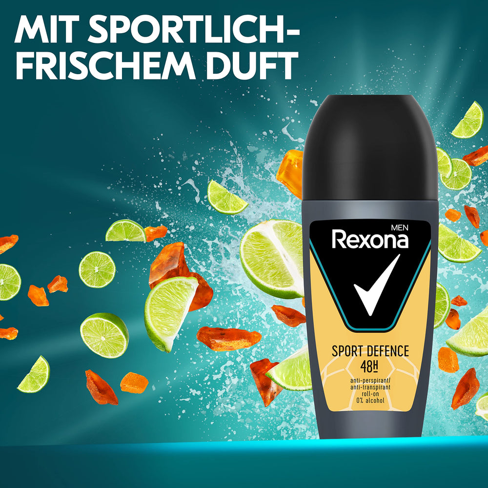 Rexona logo visible on the label emphasizing sport defence reliability