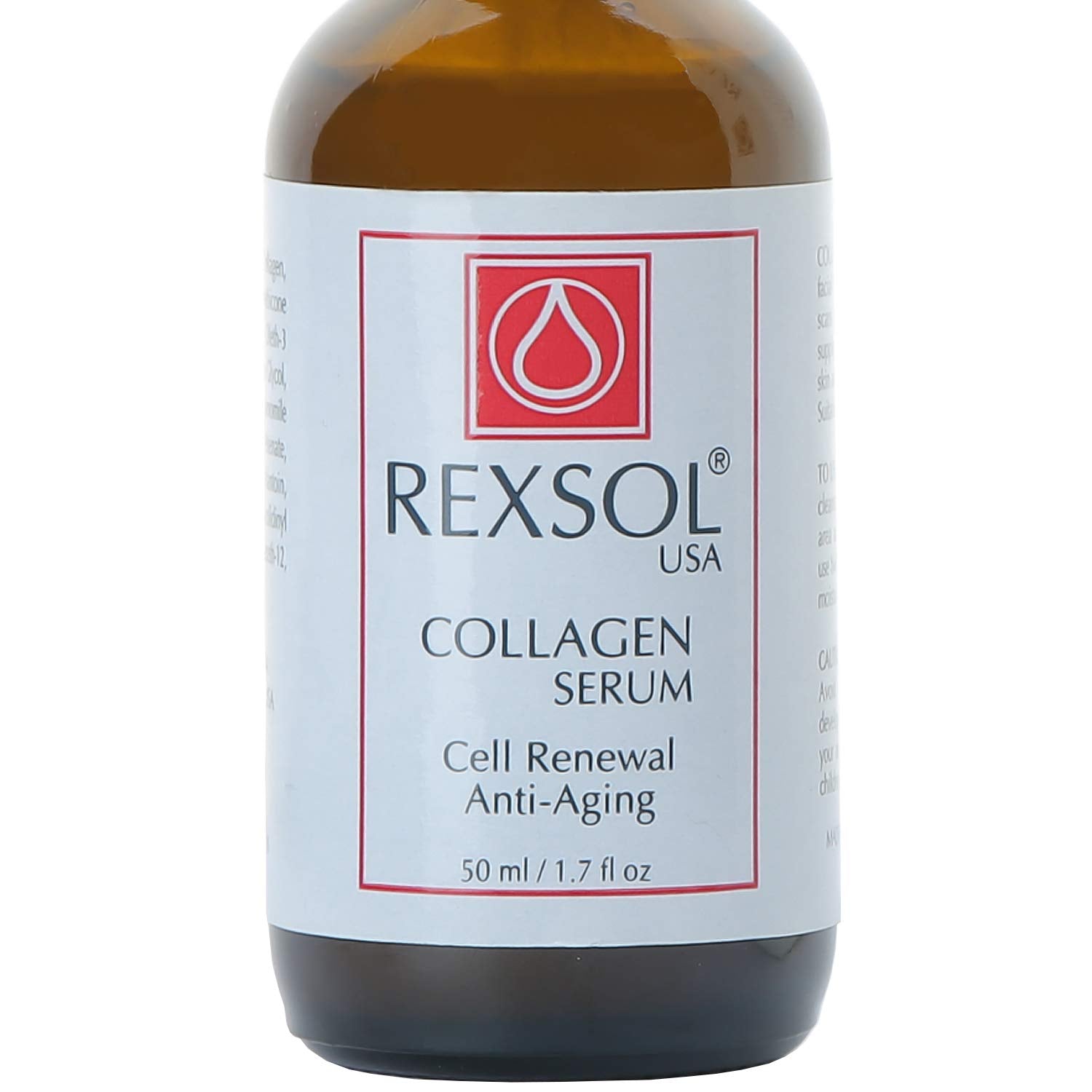 REXSOL Collagen Serum bottle front with premium packaging and anti-aging focus