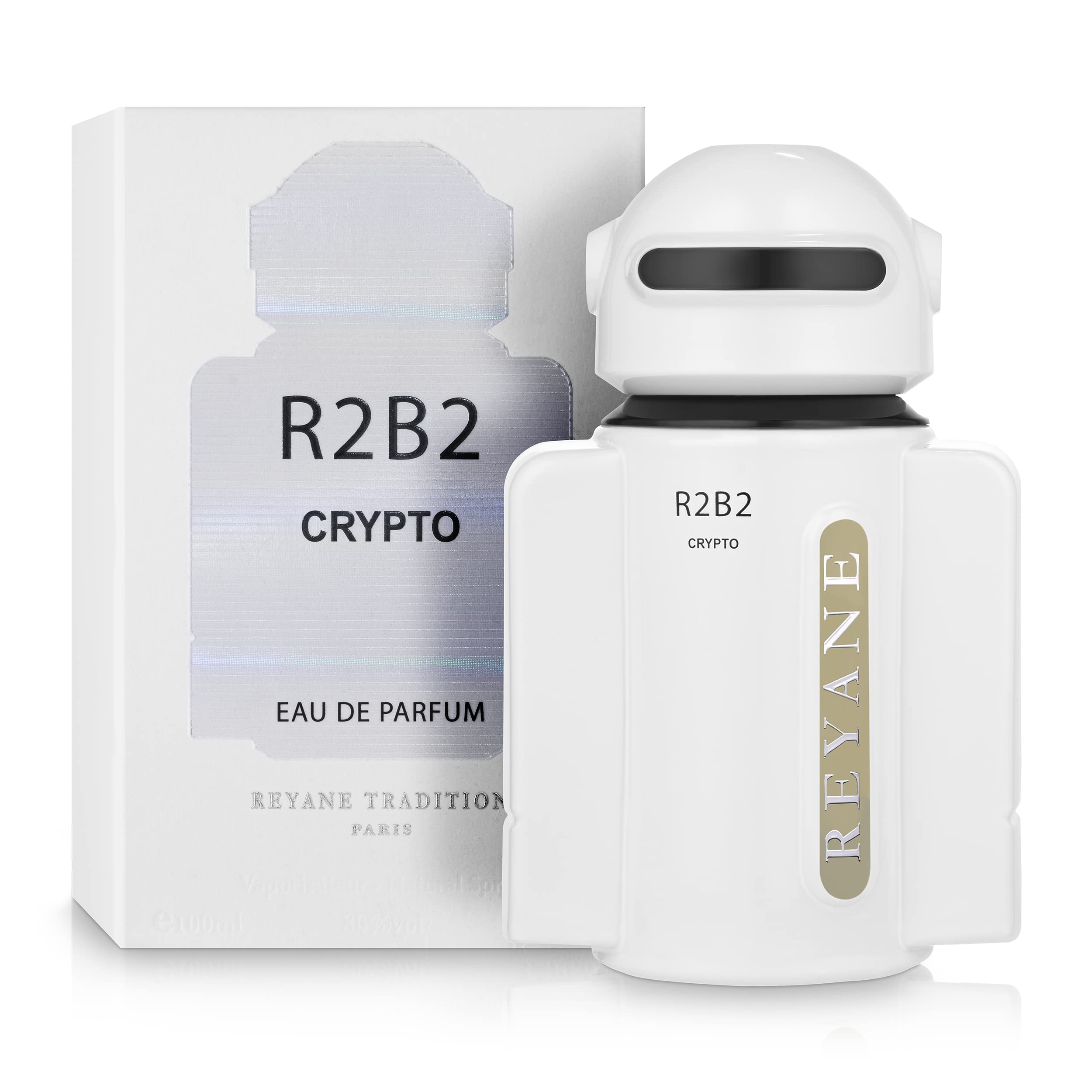 Reyane Tradition R2B2 Crypto premium fragrance bottle with elegant design.