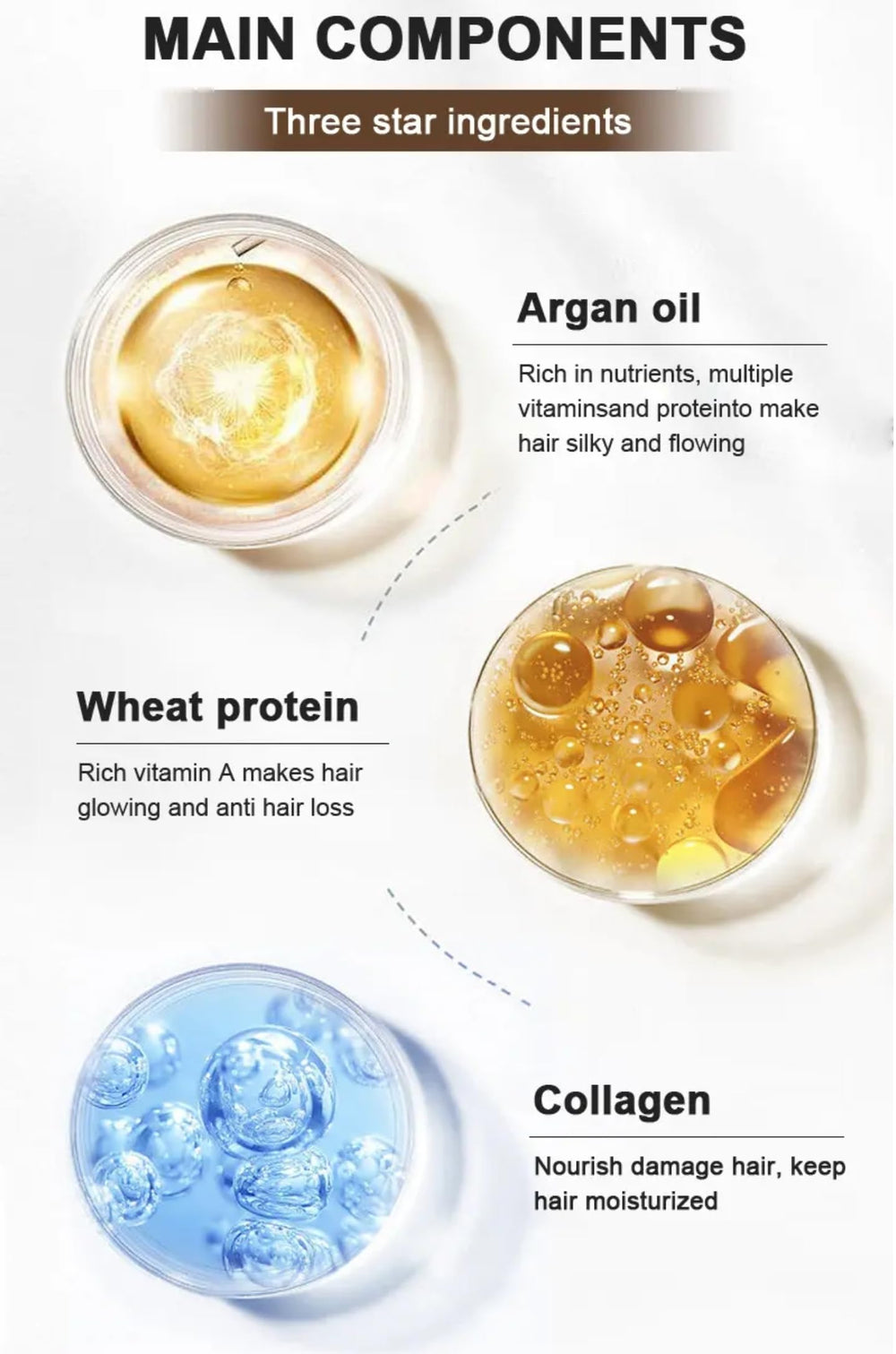 Dry, brittle ends before using REYMIL hair mask