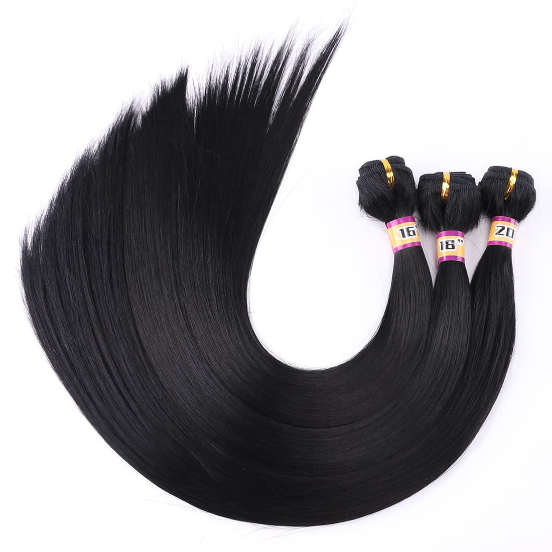 REYNA 16-inch silky straight weft close-up showing soft feel and glossy finish.