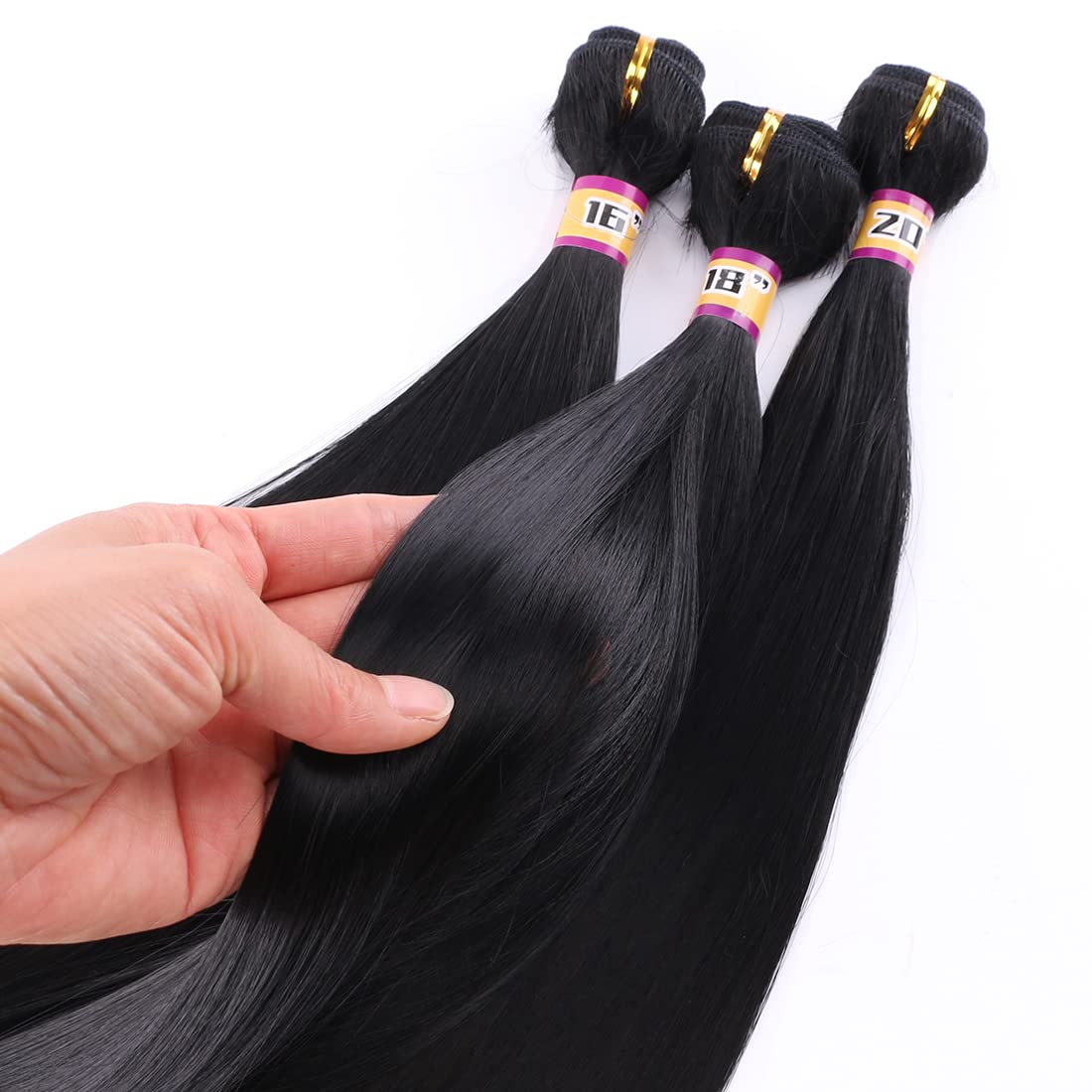 REYNA 18-inch silky straight weft close-up highlighting smooth texture and easy blending.