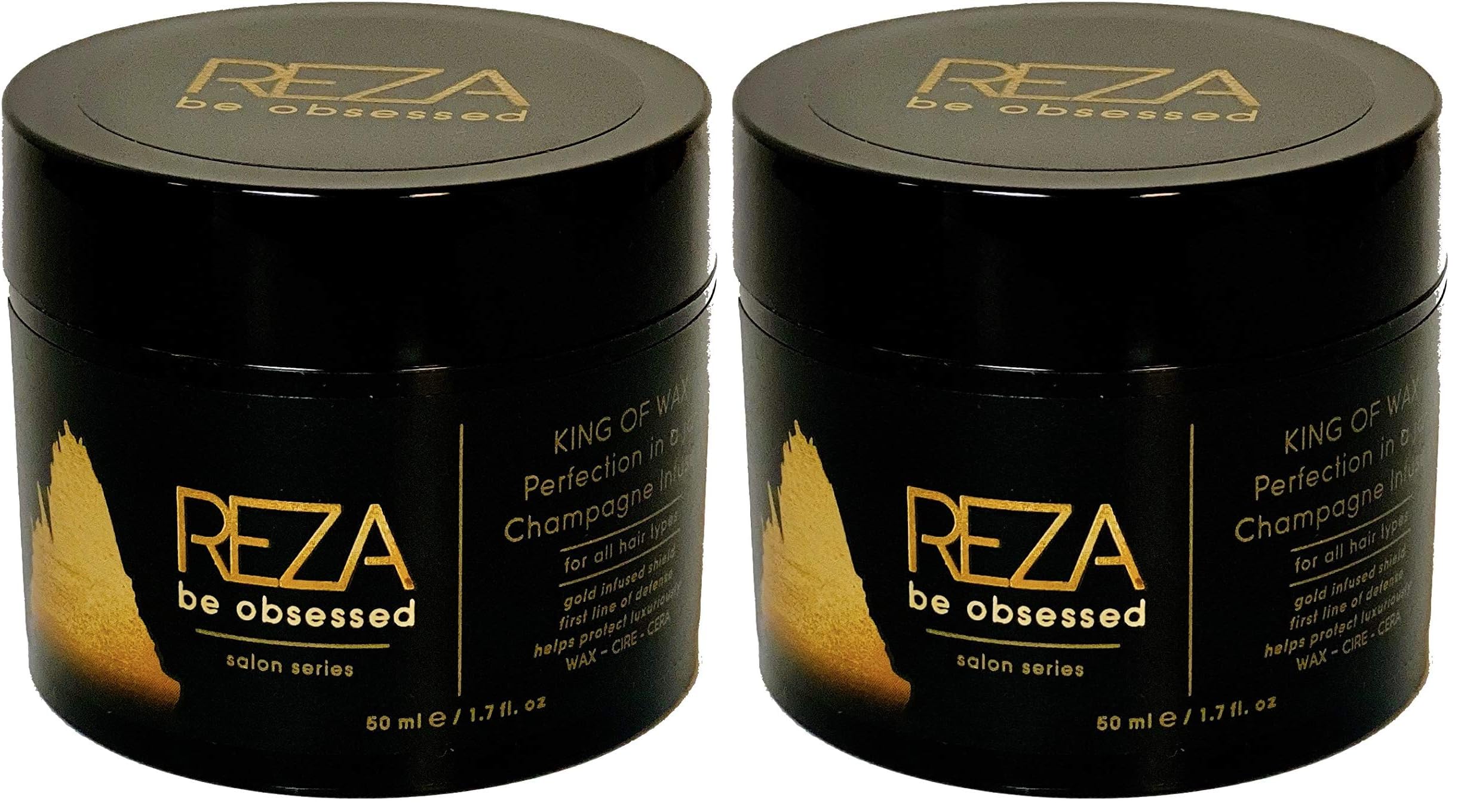 Reza King of Wax bottle front view showing premium styling hold