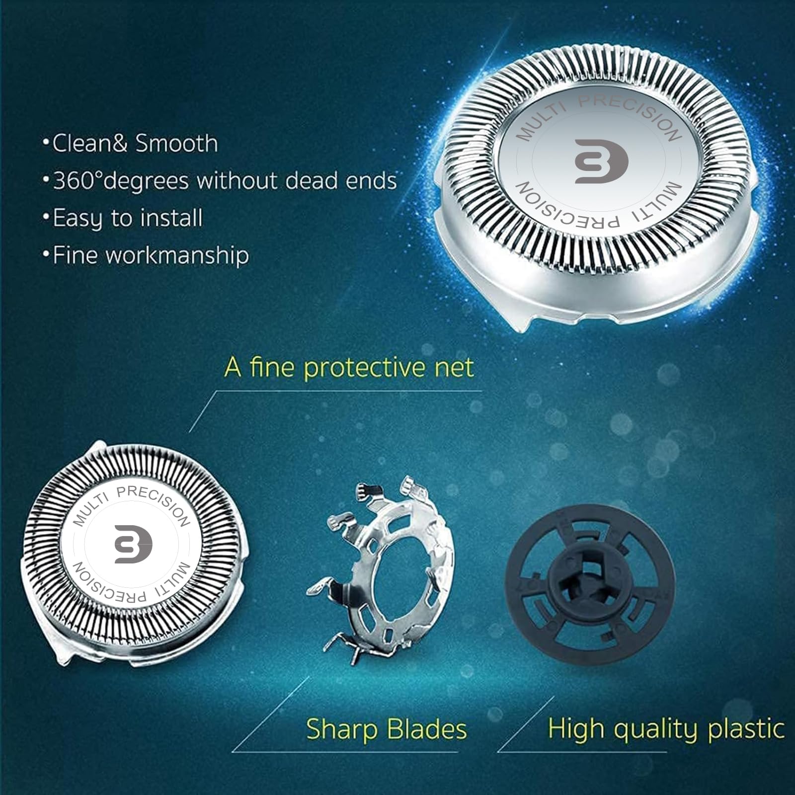 RF RollingFit SH30 heads for Philips 1000 series including S1560 provide dry shaving comfort