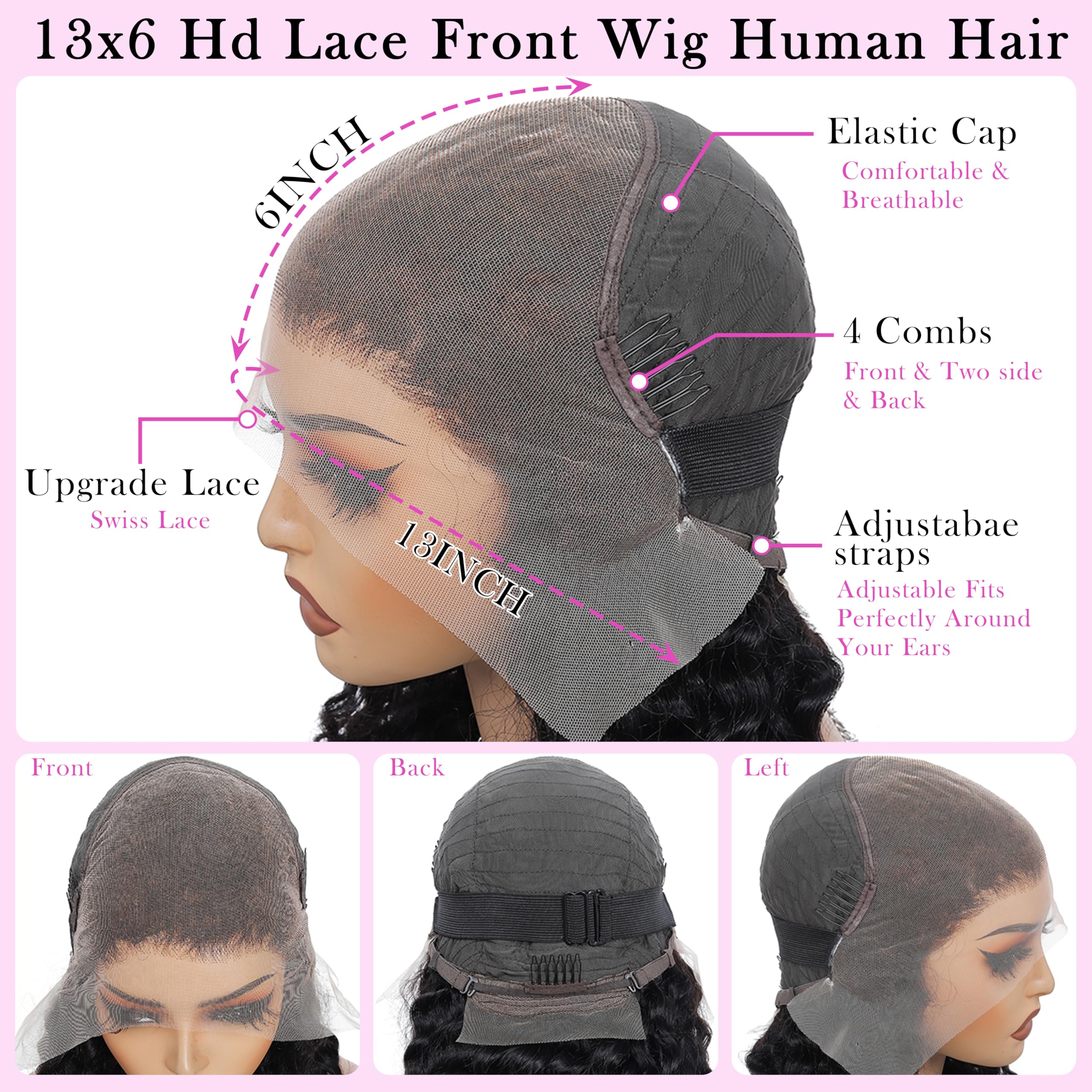 Rhiso 13x6 HD lace cap provides breathable, natural parting.
