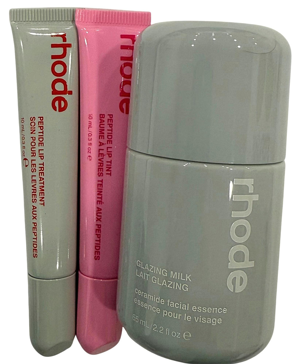 Rhode Glazing Milk bottle pour for dewy hydration and radiant skin prep.