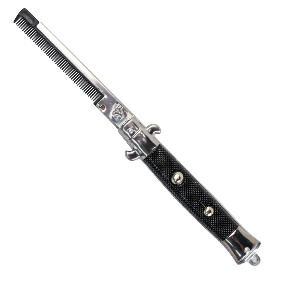 Rhode Island Novelty switchblade 9in folding comb ready for on-the-go grooming.
