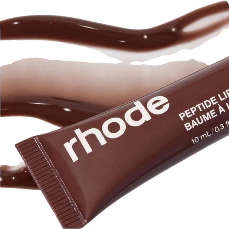Rhode peptide lip tint Espresso glossy lips close-up with smooth, non-sticky feel