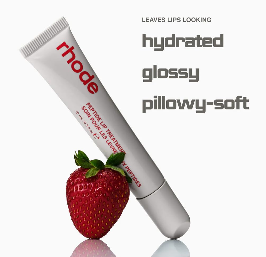 Rhode Peptide Lip Treatment Strawberry Glaze applicator close-up for nourishing care.