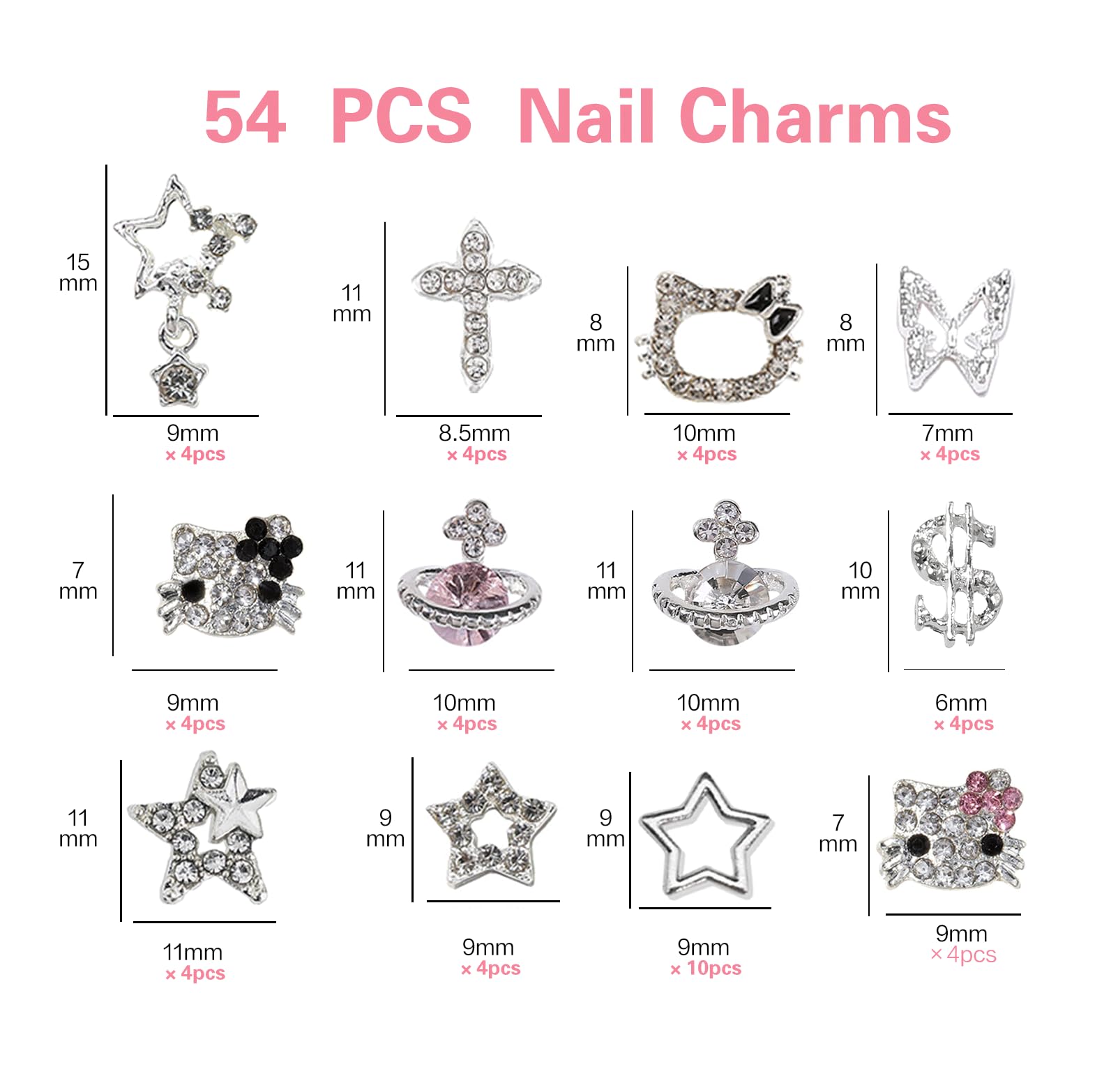 Rhythsans Y2K nail charms featuring 3D star accents for standout nail art.