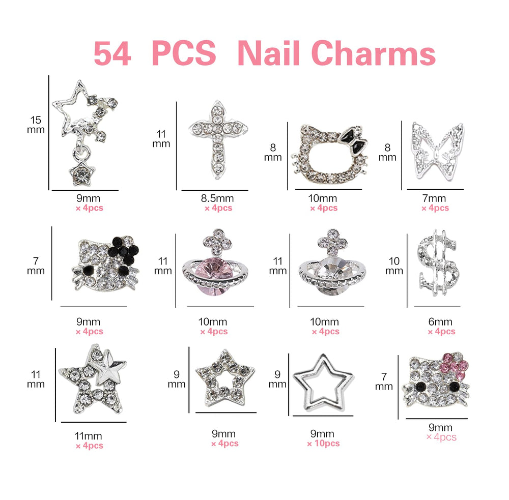 Rhythsans Y2K nail charms featuring 3D star accents for standout nail art.