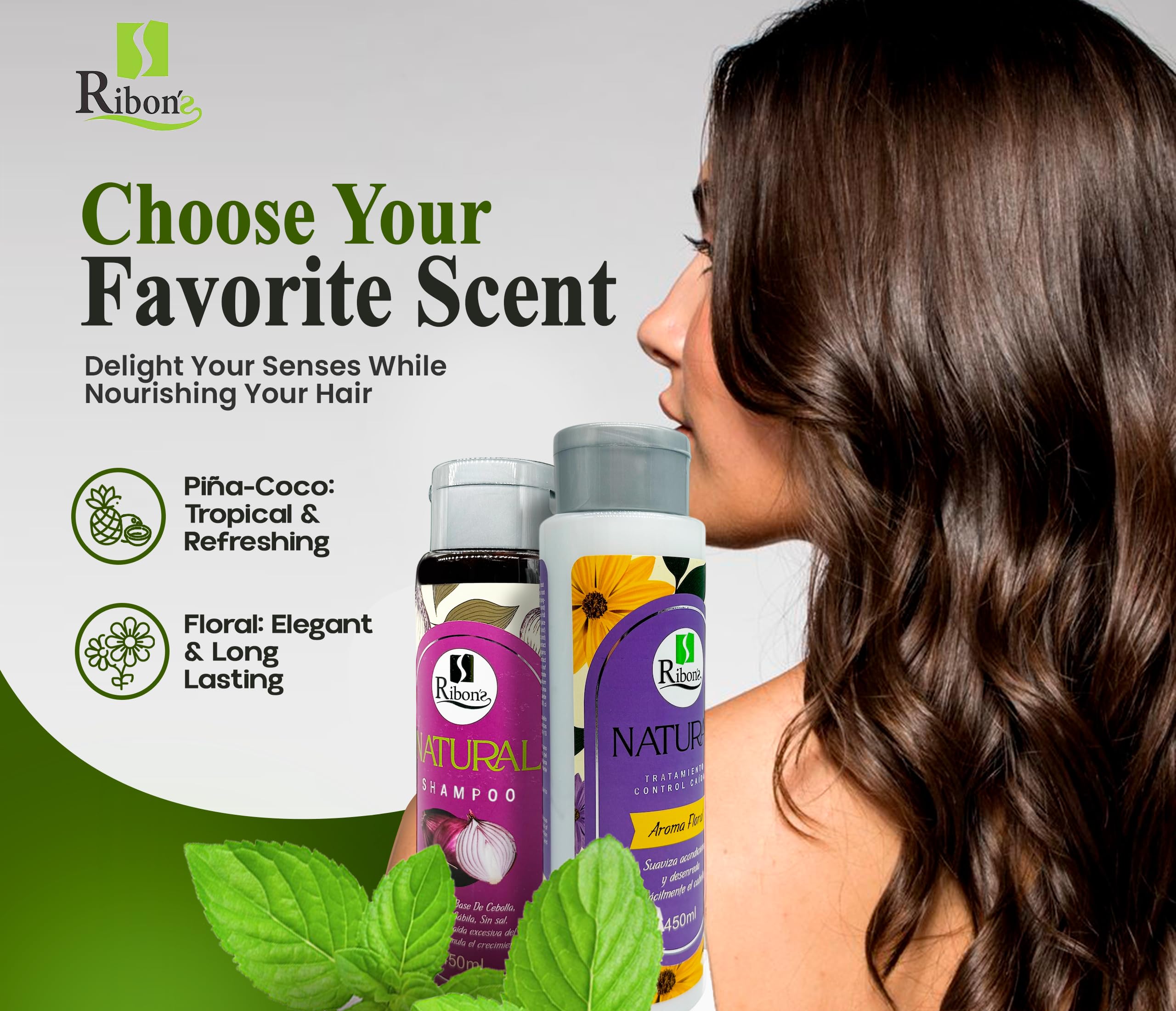 Hands applying Ribon's shampoo to the scalp for gentle cleansing