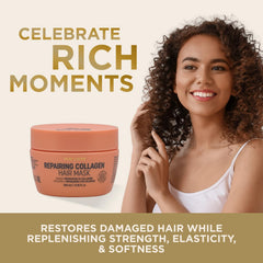 RICH Pure Luxury repairing hair mask with marula oil nourishes and revitalizes dry hair.