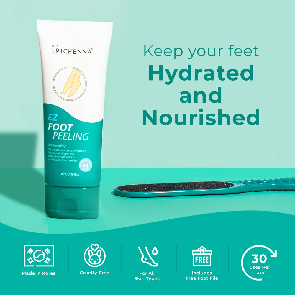 Close-up of Richenna EZ Foot Care Cream texture for deep hydration.