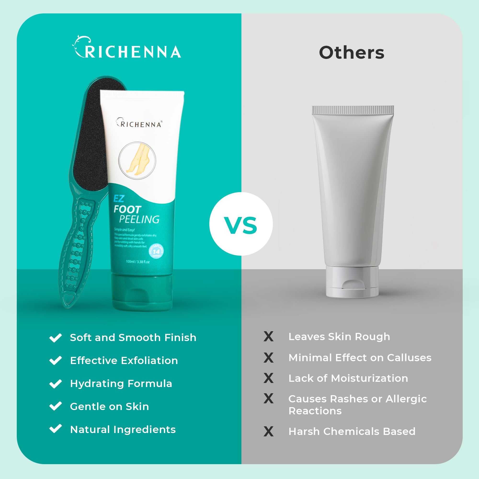 Richenna EZ Foot Care Cream lavender aroma soothing feet during use.