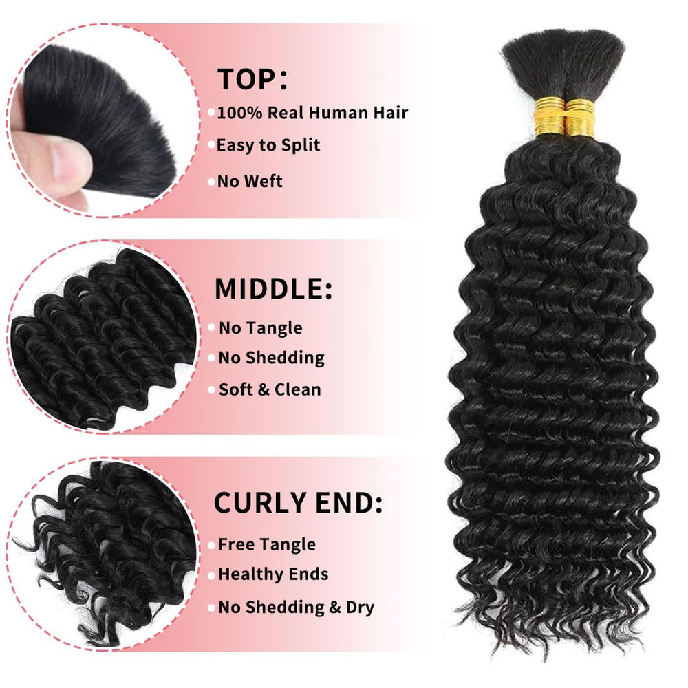 RICROF virgin human hair 1B natural black 16inch for durable, tangle-free braids